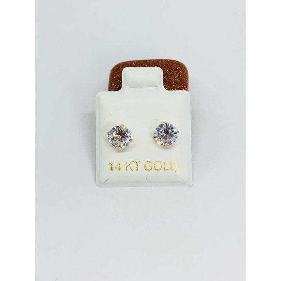 Real 14k Gold Stud Earrings Women 6mm